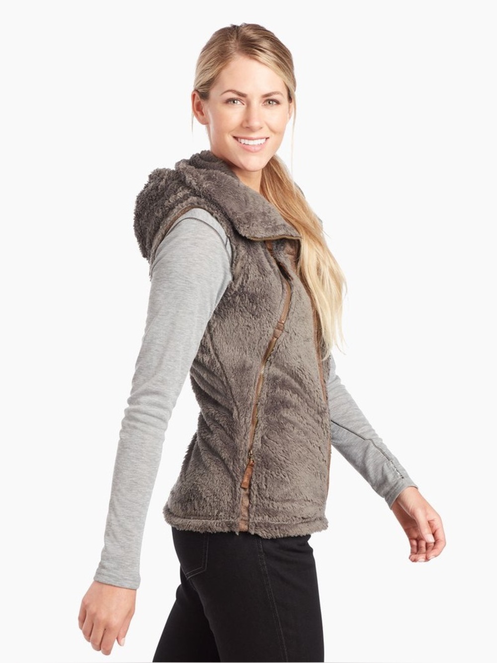 Kuhl Flight Vest Breen Brown Green Fleece Hoodie Zip Up - Picture 2 of 11